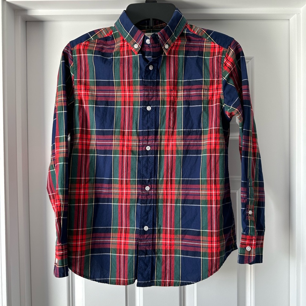 J Crew Crewcuts Red and Green Casual Button Down Shirt Classic Style